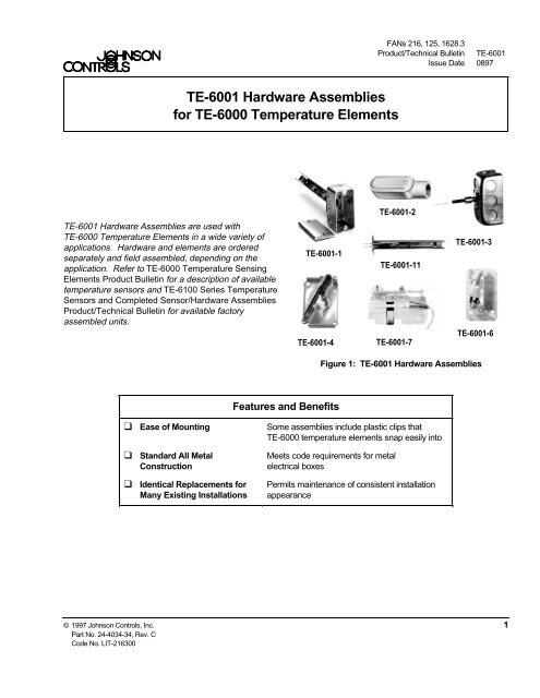 TE-6001 Hardware Assemblies for TE-6000 Temperature Elements