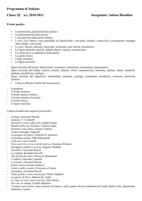 Programma di Italiano 2E LAVOROESTIVO.pdf - Liceo Scientifico ...