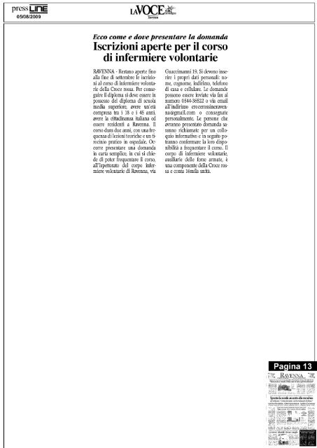 Rassegna stampa del 05/08/2009 - DarVoce