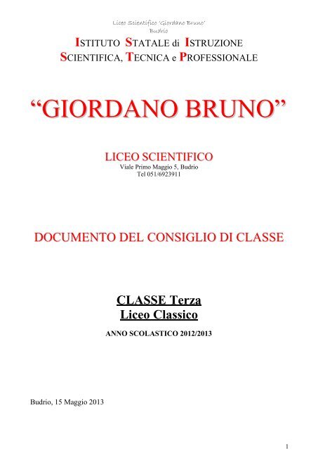 DOCUMENTO 15 MAGGIO 3Classico 2013.pdf - Giordano Bruno