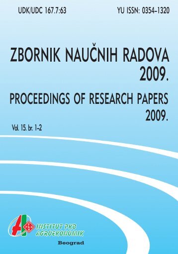 Zbornik naučnih radova 2009 vol_15_1-2 - PKB agroekonomik ...