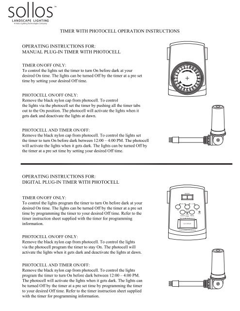 Photocell And Timer Instructions Sollos Landscape Lighting