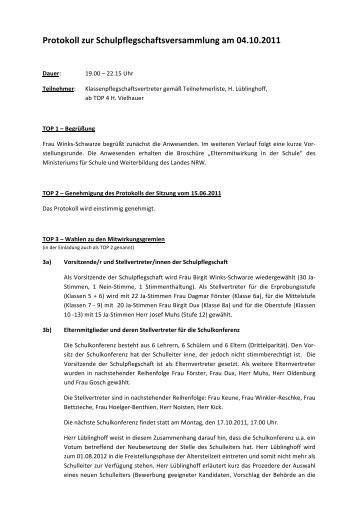 Protokoll Schulpflegschaftsversammlung_04_10_2011