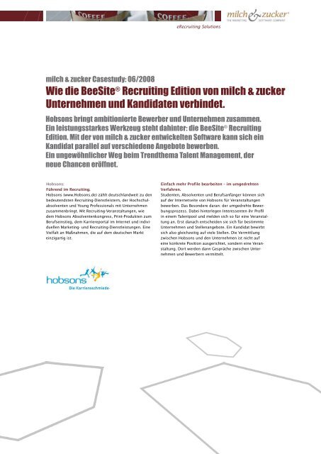 Case Study Staufenbiel Institut GmbH - BeeSite ... - Milch & Zucker AG