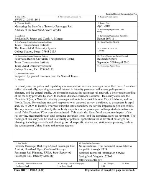 Measuring the Benefits of Intercity Passenger Rail: A Study