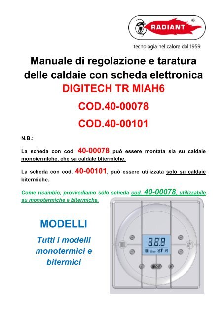 Manuale di regolazione e taratura delle caldaie con ... - Radiant