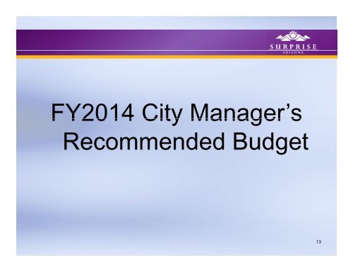 FY2014 Recommended Budget - City of Surprise