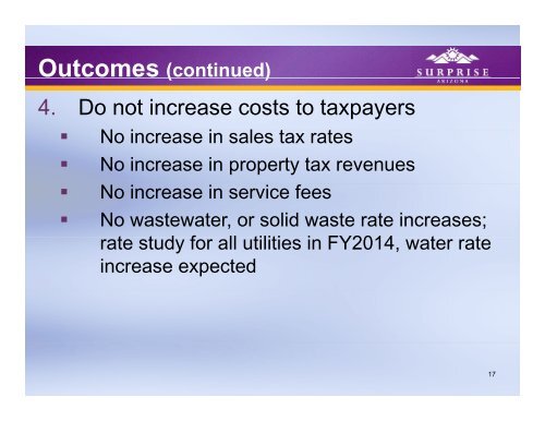 FY2014 Recommended Budget - City of Surprise