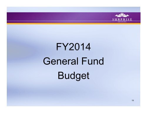 FY2014 Recommended Budget - City of Surprise