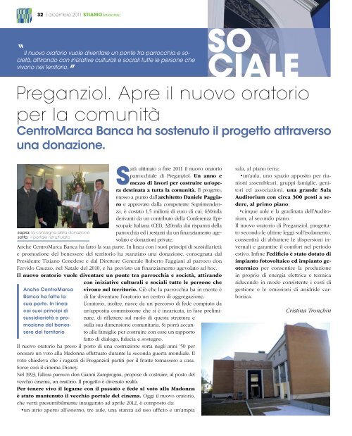 Stiamo Insieme - n. 32 - Dicembre 2011 - CentroMarca Banca