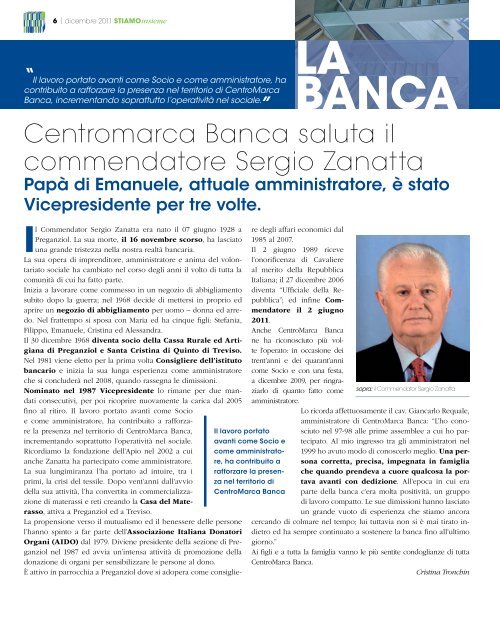 Stiamo Insieme - n. 32 - Dicembre 2011 - CentroMarca Banca