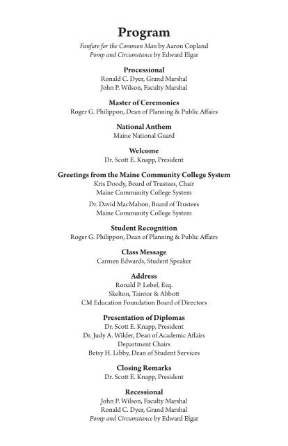 Program - Central Maine Community College