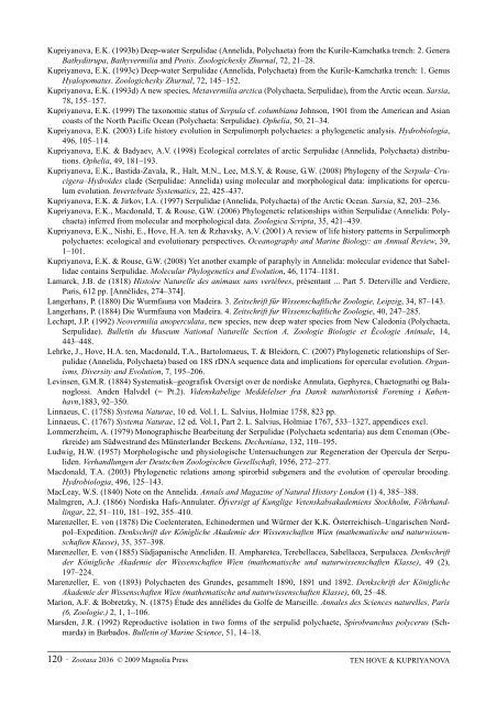 Zootaxa, Taxonomy of Serpulidae (Annelida ... - Magnolia Press