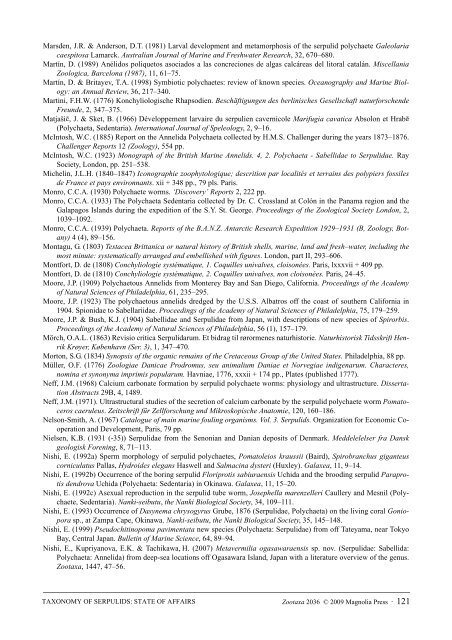 Zootaxa, Taxonomy of Serpulidae (Annelida ... - Magnolia Press