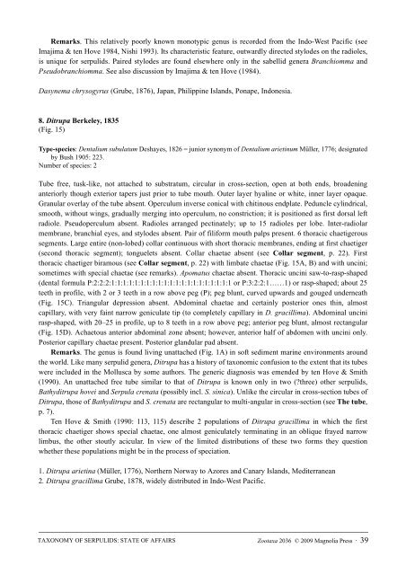 Zootaxa, Taxonomy of Serpulidae (Annelida ... - Magnolia Press