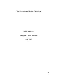 The Dynamics of Active Portfolios Leigh Sneddon Westpeak Global ...