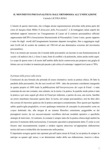 IL MOVIMENTO PSICOANALITICO - Licitra Rosa Dr. Carmelo ...