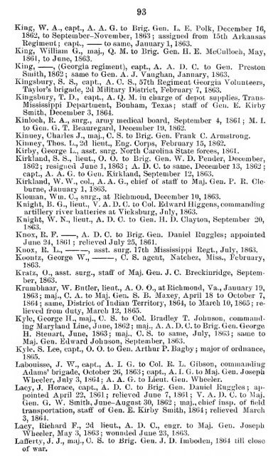 List of staff officers of the Confederate States army ... - csa trainmen