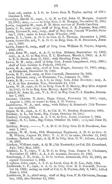 List of staff officers of the Confederate States army ... - csa trainmen