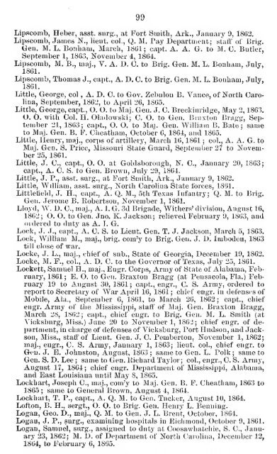 List of staff officers of the Confederate States army ... - csa trainmen