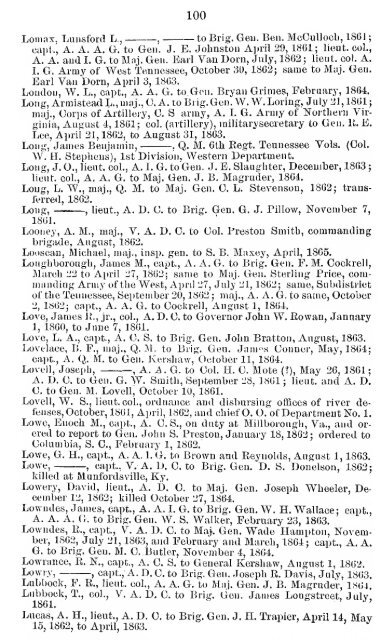 List of staff officers of the Confederate States army ... - csa trainmen