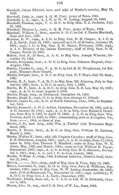 List of staff officers of the Confederate States army ... - csa trainmen