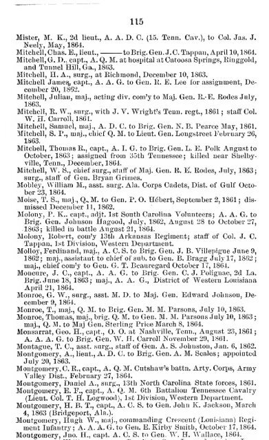 List of staff officers of the Confederate States army ... - csa trainmen