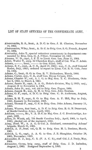 List of staff officers of the Confederate States army ... - csa trainmen