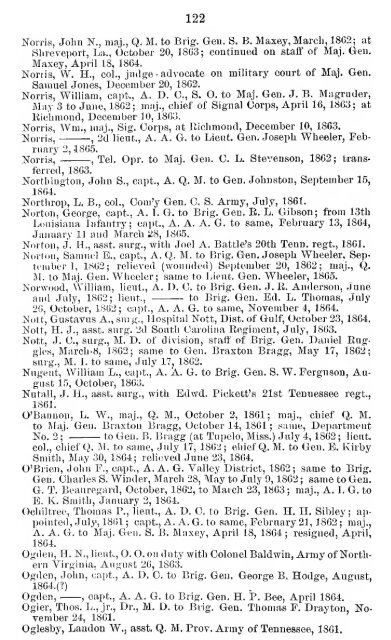 List of staff officers of the Confederate States army ... - csa trainmen