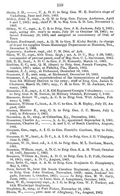 List of staff officers of the Confederate States army ... - csa trainmen