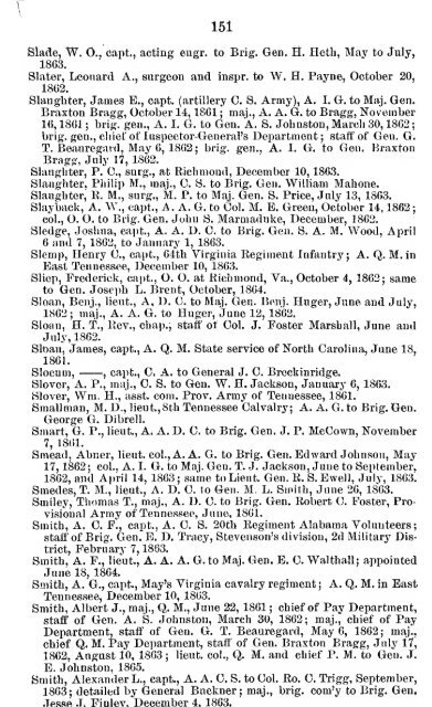 List of staff officers of the Confederate States army ... - csa trainmen