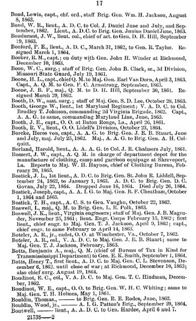 List of staff officers of the Confederate States army ... - csa trainmen