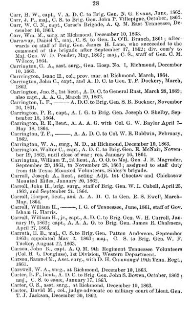 List of staff officers of the Confederate States army ... - csa trainmen