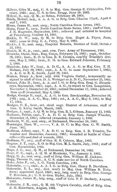 List of staff officers of the Confederate States army ... - csa trainmen