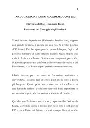 intervento del rappresentante degli studenti, Tommaso Ercoli