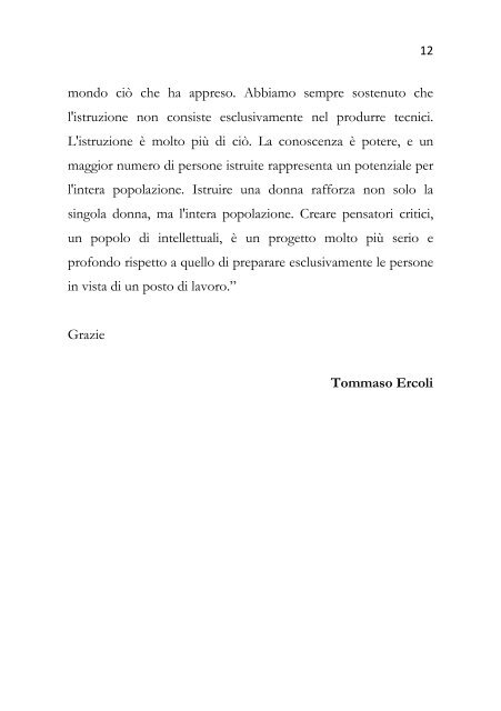 intervento del rappresentante degli studenti, Tommaso Ercoli