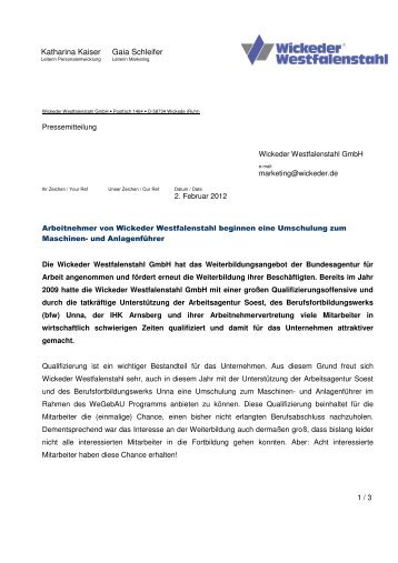 Katharina Kaiser Gaia Schleifer - Wickeder Westfalenstahl GmbH