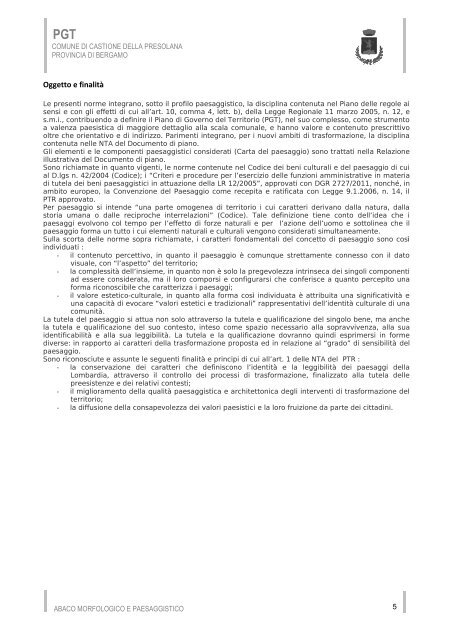 Abaco morfologico paesaggio - Comune di CASTIONE DELLA ...