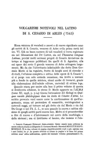 VOLGARISMI NOTEVOLI NEL LATINO DI S. CESARIO DI ARLES ...