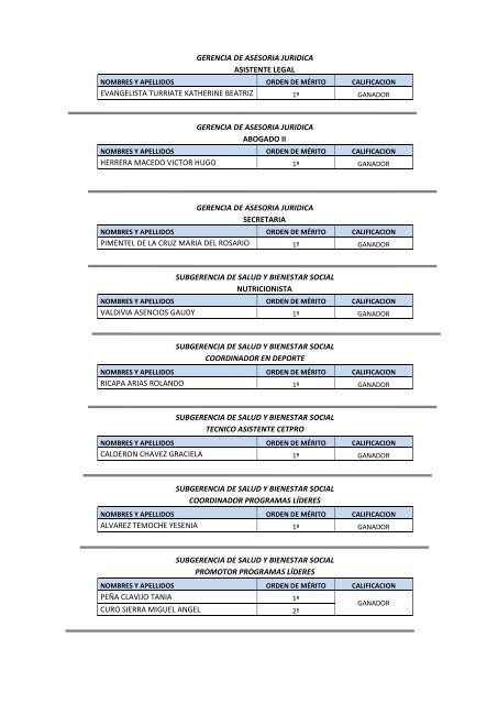 proceso cas nº 001 - febrero 2013 convocatoria para la contratación ...