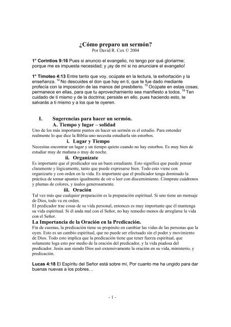 ¿Cómo preparo un sermón? - David Cox