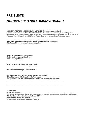 Preisliste Natursteinhande Marmi e Graniti.pdf - Natursteinhandel ...