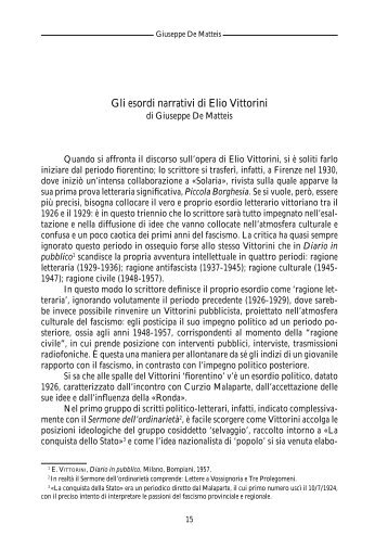 Gli esordi narrativi di Elio Vittorini - Biblioteca Provinciale di Foggia ...