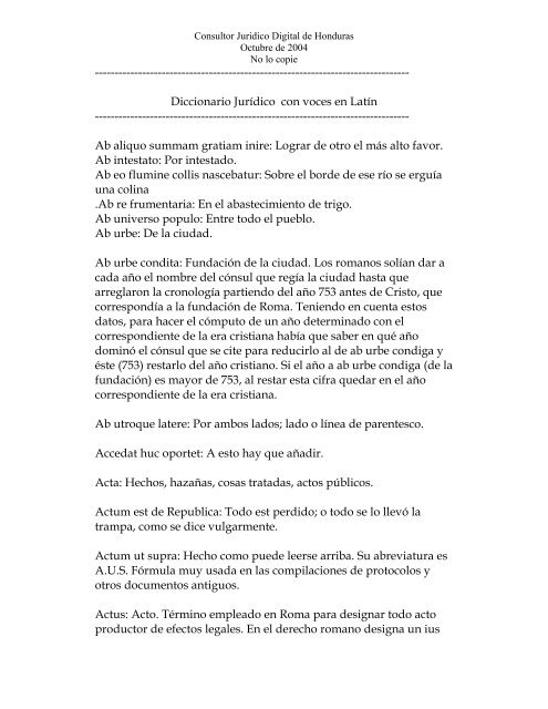 Diccionario Jurídico con voces en Latín - Derecho