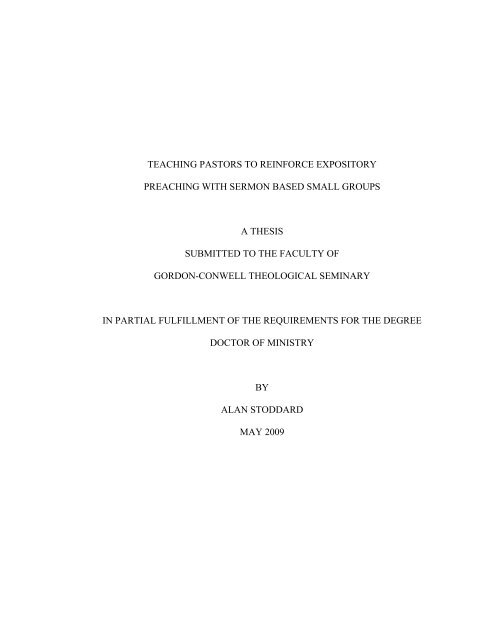 Teaching pastors to reinforce expository preaching ... - Alan Stoddard
