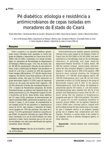 Pé diabético: etiologia e resistência a antimicrobianos ... - NewsLab