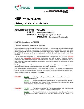 NEF nº 07/ENE/07 - Escola Nacional de Equitação