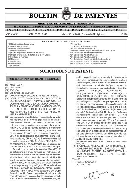 de patentes boletin - Instituto Nacional de la Propiedad Industrial