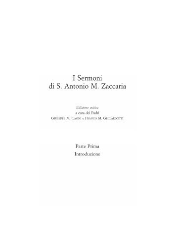 I Sermoni di S. Antonio M. Zaccaria - Centro Studi Storici dei PP ...