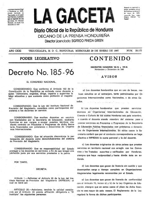 Decr_185-1996Calificación_Docente - Secretaría de Educación